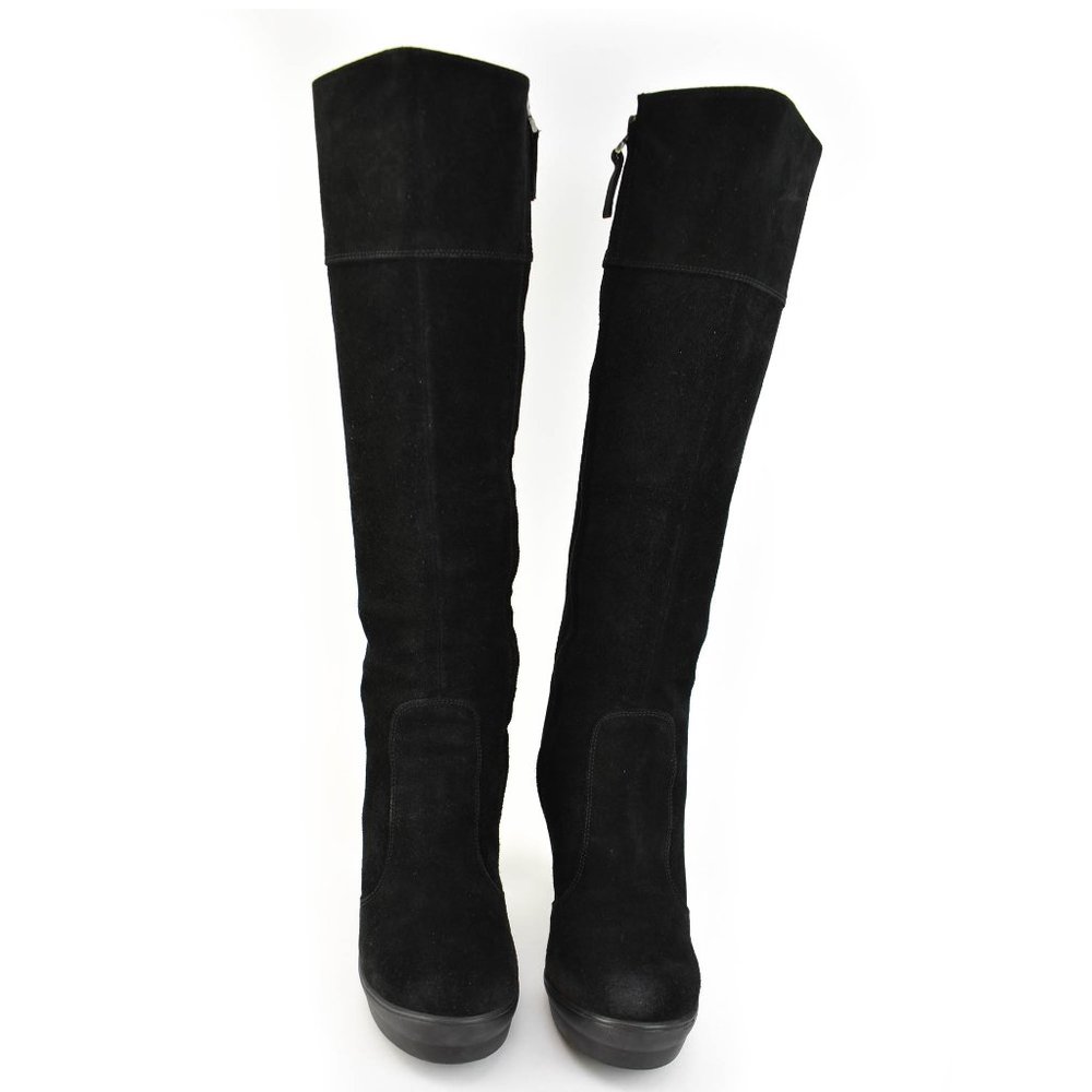 FENDI: Black, Suede & Logo, Tall Platform Boots - Picture 2 of 10